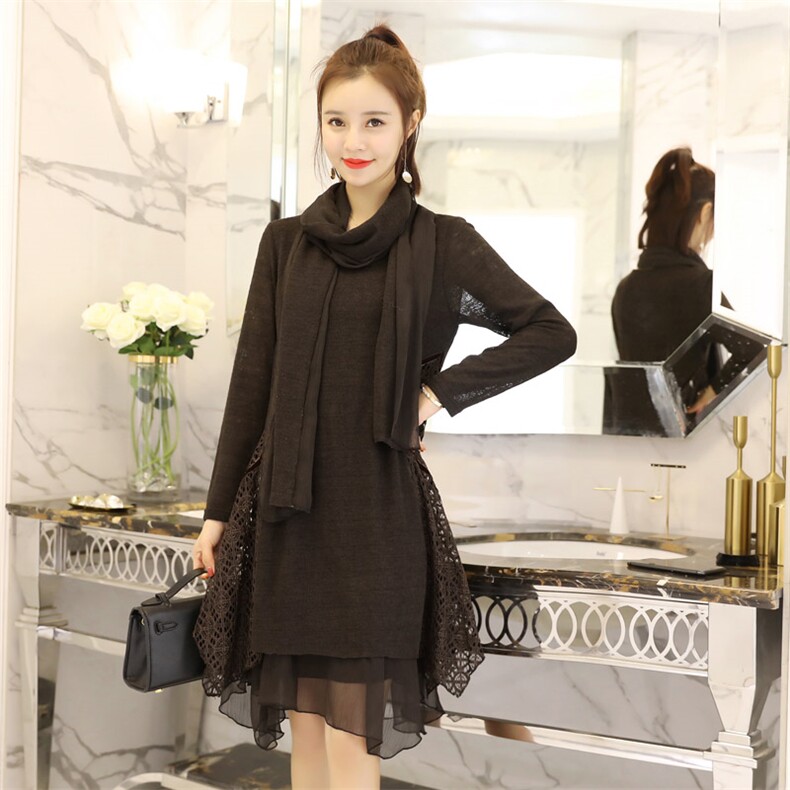 套头中长款修身显瘦长袖2021年春季件纯色蕾丝衫/雪纺衫宽松休闲时尚，女装蕾丝衫/雪纺衫，安之芮娜