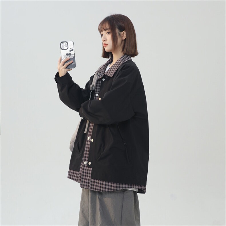 风格1-2025春季休闲痞帅工装假两件翻领夹克潮流外套-JK2582P78,男装夹克,星座301B-2（原A443-1）