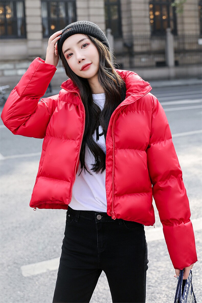 简约百搭短款立领羽绒棉服女2024冬新款小个子修身显瘦小棉衣外套，女装棉衣/棉服，韩蔻秀