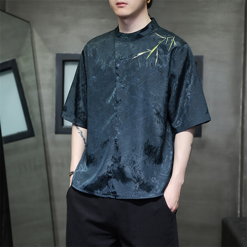 新中式立领风潮T恤短袖民族服饰刺绣汉服时尚唐装T2415-P55图片
