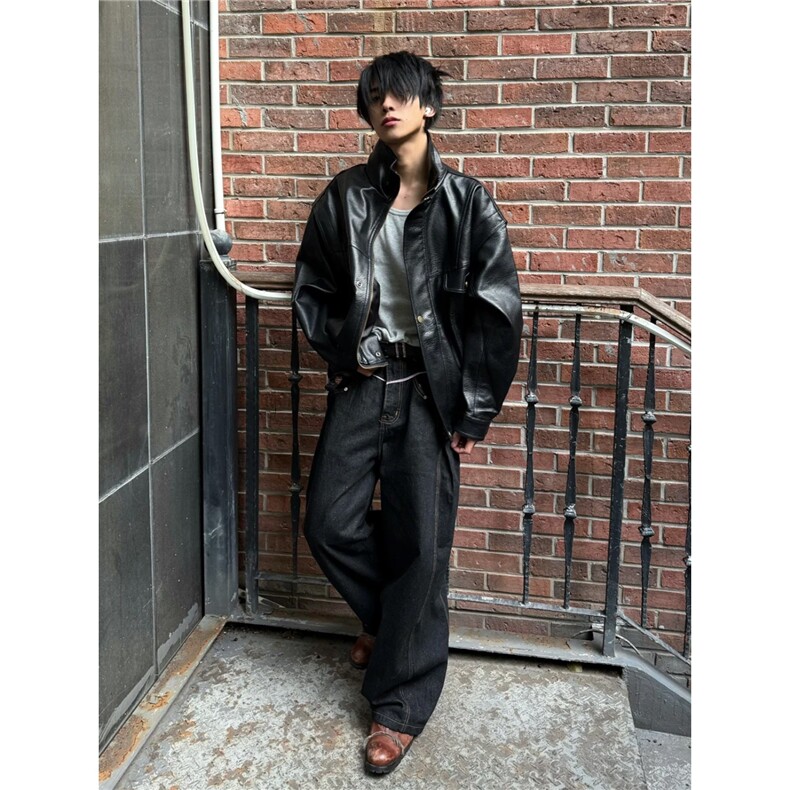 夹棉款美式高级感机车皮衣夹克男女外套款潮牌PU皮飞行服JK3345,男装夹克,星座516A