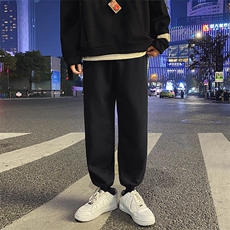 新款宽松直筒腰果花2021潮流阔腿休闲运动坠感卫裤现货K117-P28，男装休闲裤，星座512-2