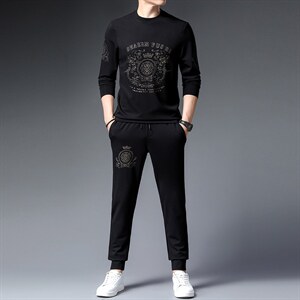 BJ9809秋季2023年新款男士长袖长裤修身休闲时尚卫衣套装P160,男装休闲套装,电商B360