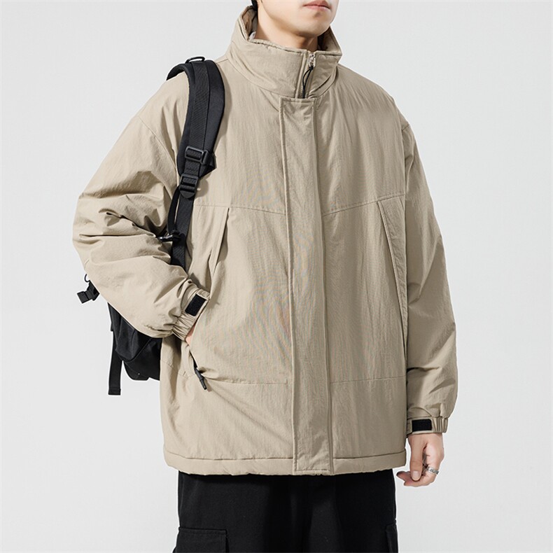 冬季潮牌日系纯色简约加绒加厚保暖防寒休闲棉服外套MY9079-P100,男装棉衣,电商A128