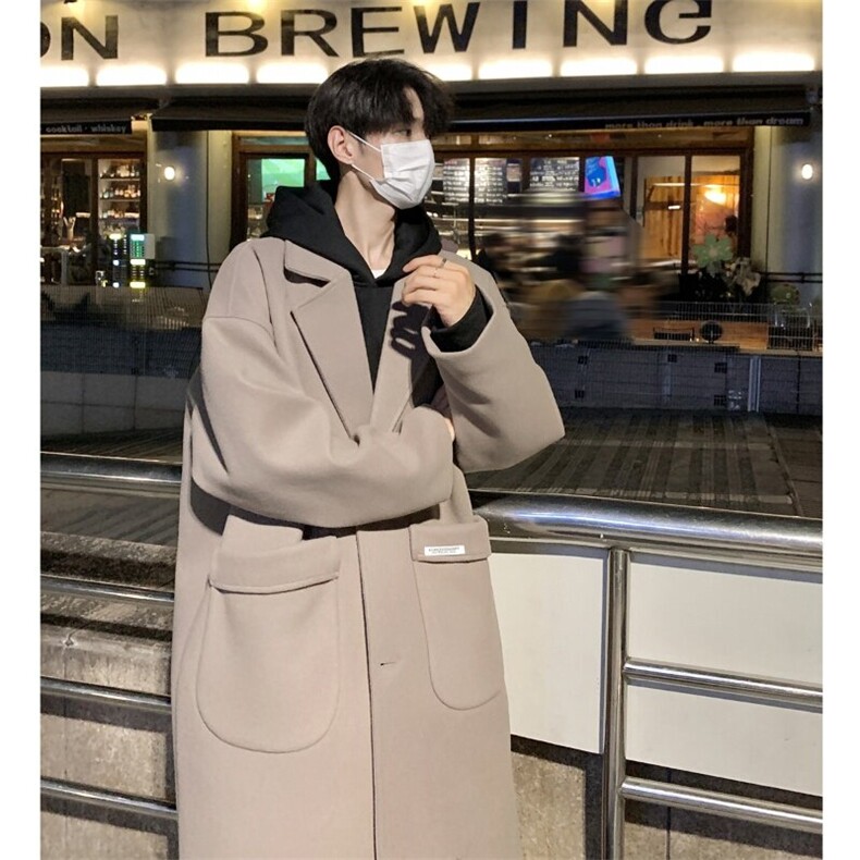 秋冬中长款毛呢大衣男韩系高级感痞帅英伦风衣外套812-F635-P128,男装风衣,星座812