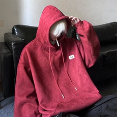 麂皮绒秋季新款笑脸小标宽松落肩连帽卫衣JK23340特批43控69，男装卫衣，星座605(原A050)