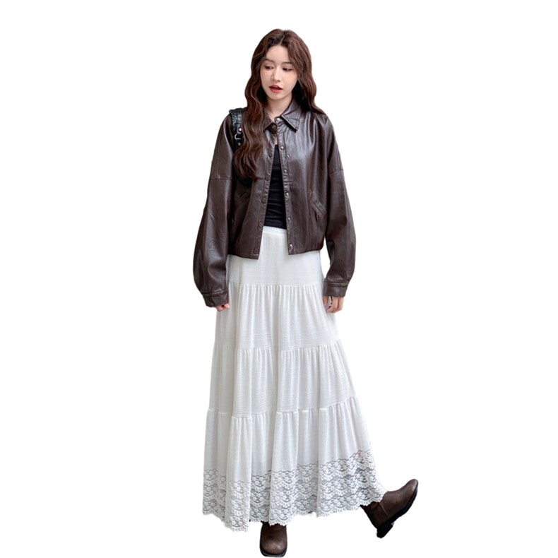 美式短款咖色机车服外套女春秋2025超火好看高级小众皮衣夹克上衣,女装皮衣,2C177
