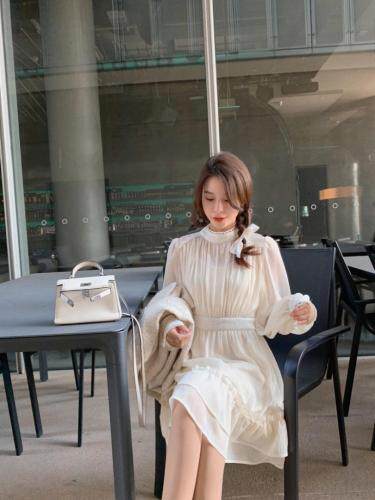 2021春季新品娃娃款压皱连衣裙，女装连衣裙，M.W 嫚维