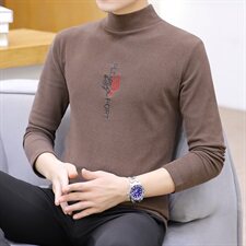 冬季半高领双面绒刺绣虎头卫衣男加绒加厚保暖打底衫长袖黑332P28，男装卫衣，星座1207
