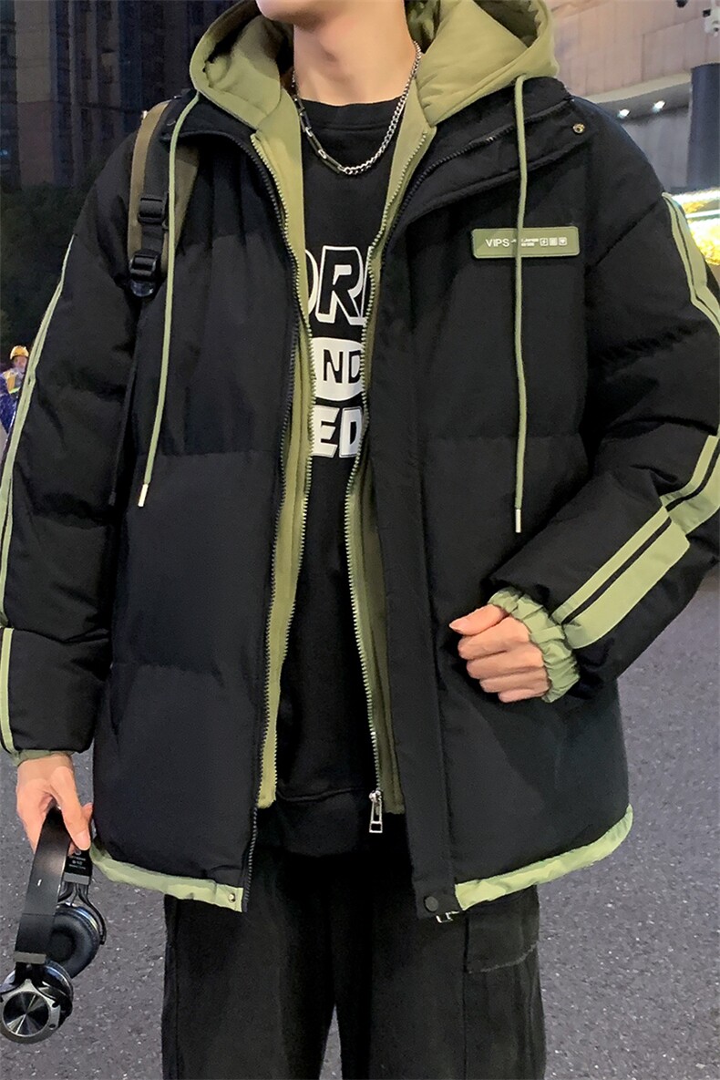 特批P75无差价深度库存10W件拼色假两件大码连帽棉衣外套男M2915,男装棉衣,电商A001