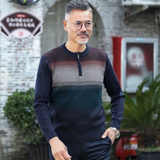 A6中老年男装老人男毛衣爸爸秋冬季套头毛线衣爷爷圆领线衣，男装针织衫/毛衣，星座1216（原钱塘722）