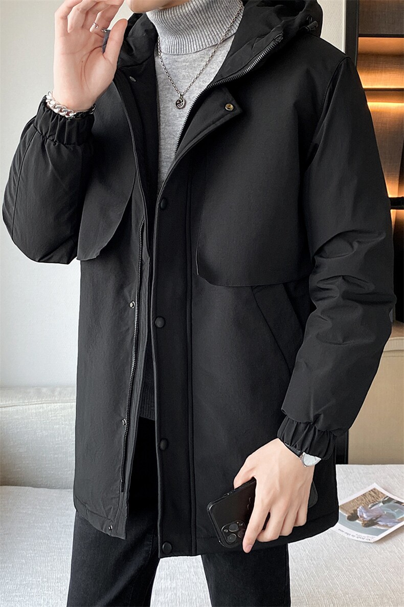 有版权连帽纯色班服团体情侣学生团建可印花羽绒服男士修身长款,男装羽绒服,星座301D-5(原星座1415）