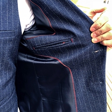 条纹黑色西服套装三件套商务礼服正装西装SJT-X30-P285，男装西服，星座1012