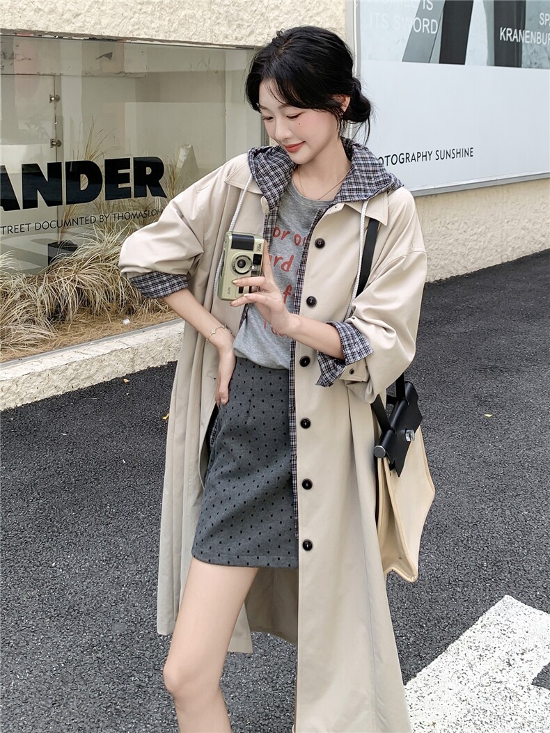 210-3282-P190-K288高级感通勤中长款风衣秋装新款2025年秋季,女装风衣,韩蜜菓