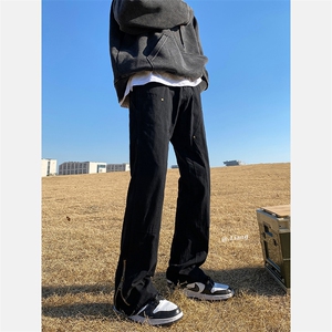 高街牛仔裤黑白色拉链款微喇叭裤715-6-BX08P65（控88）图片