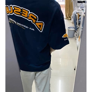 万针全刺绣工艺抖音得物高品质260克重磅纯棉双纱美式高街短袖T恤图片