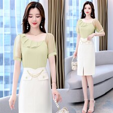 2023年夏季韩版时尚荷叶边压褶拼接衬衣，女装衬衫，时尚俏佳人