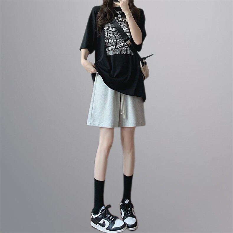 米尼运动短裤女夏季中裤灰色休闲阔腿五分裤K3105-P28官图,女装休闲裤,电商B245
