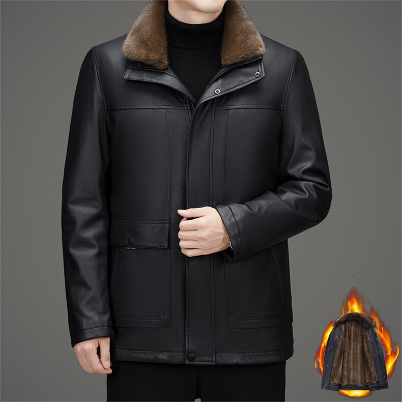 男装冬商务皮草外套皮衣加绒可脱卸黄金貂毛领派克服MJ9712-P255，男装皮衣，星座1105-3