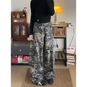 2025秋季图美式复古迷彩阔腿工装裤男弯刀裤子-A2223TP55图片