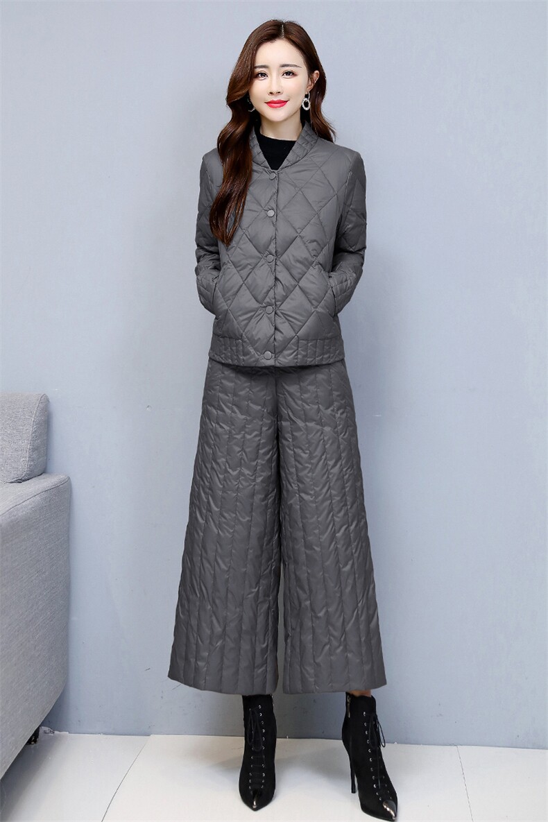 2021秋冬休闲棉衣套装阔腿裤两件套,女装棉衣/棉服,悠米
