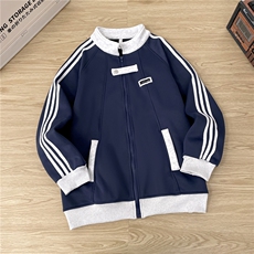 加绒加厚运动夹克男三条杠开衫卫衣棒球服外套JK004-P45加绒P50，男装夹克，星座308B-2
