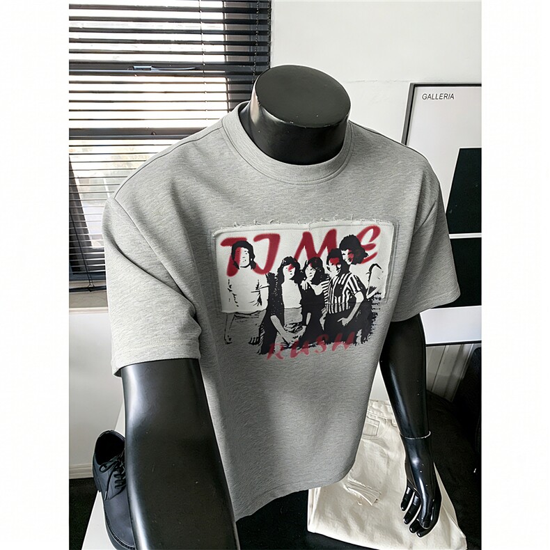 现货-原创-毛圈面料反拼印花短袖美式T恤宽松1016-1T340P37K68，男装T恤，星座1016-1（原电商B408-1）