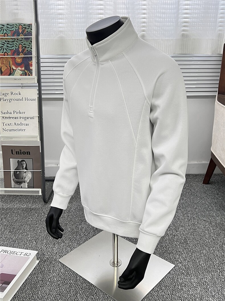 假模立领半拉链卫衣男秋季2025新款宽松长袖男A436-5108-P55,男装卫衣,电商A436