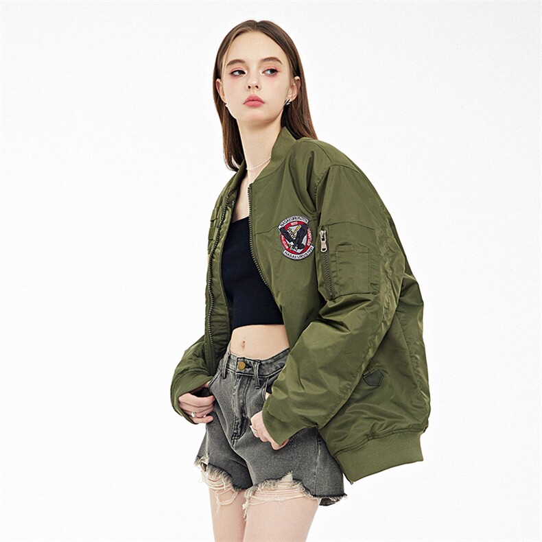 现货三色秋冬季潮牌夹克棉衣棒球服欧美街头飞行员外套情侣装,男装夹克,电商A105