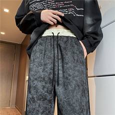 2025秋季新款拼接腰头条纹褶皱宽松休闲裤B315-K103-特p40控78，男装休闲裤，电商B315