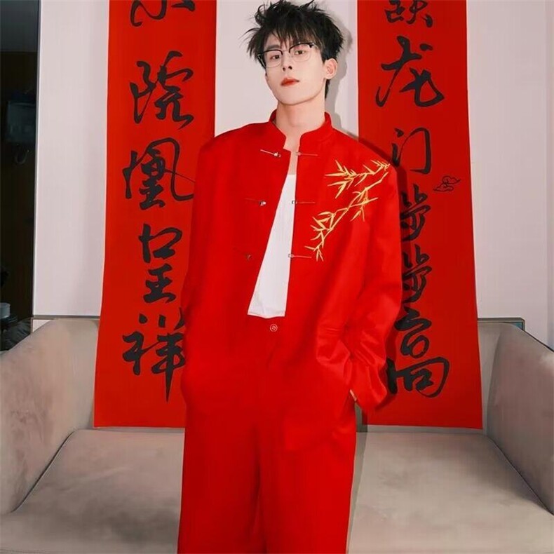 【有货】DXZ28-P63春装新款新中式中山装西服结婚男垫肩西装外套,男装西服,星座603-2