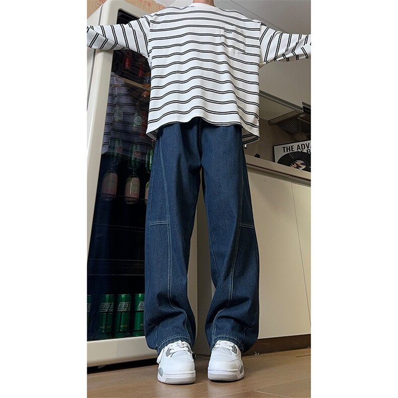 现货原宿复古水洗阔腿工装灯笼裤宽松大码牛仔裤男K660-P55控78，男装牛仔裤，星座205-5