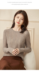新款圆领镂空衫织衫淡人宽松上衣女，女装针织衫/毛衣，牧思羊