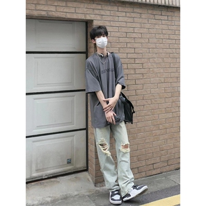B221 美式ins高街暗黑系小众拉链直筒牛仔裤 LK23073-P65 控88图片