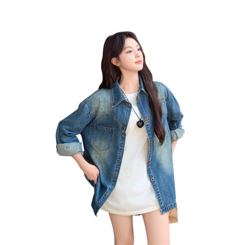 新品2025秋季新款个性大气宽松休闲牛仔外套,女装短外套,1C080