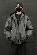 冬装24新款连帽宽松PU皮棉衣大码男装刺绣棉服棉袄外套S371-P138，男装棉衣，电商A233-1