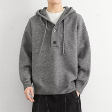 连帽套头针织衫秋冬季毛衣外套男日系时尚宽松休闲慵懒风上衣MY31，男装针织衫/毛衣，星座208-5
