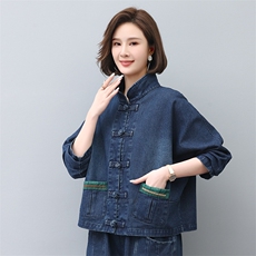 时尚宽松牛仔外套女秋冬季新款韩版显瘦长袖上衣百搭休闲夹克，女装衬衫，叶笙衣