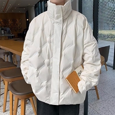 冬季加厚羽绒棉服男立领美式复古菱格压皱设计感痞帅外套面包服，男装夹克，星座716-3