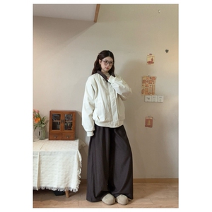 网图 羊羔毛毛领棉服派克服男女冬季2025新款立领工装棉衣外套P78图片