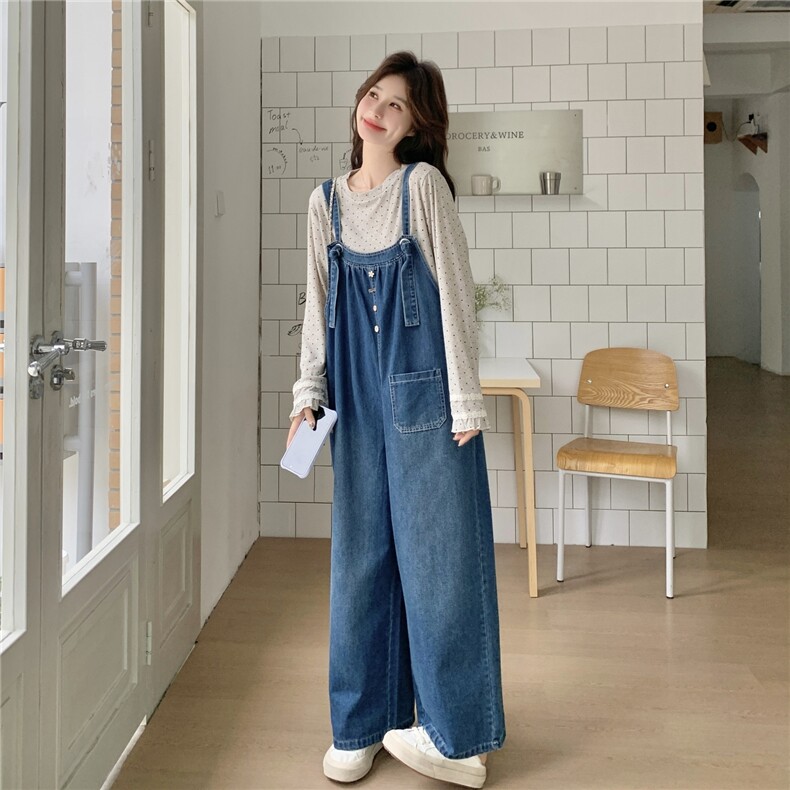 现货新款针织打底衫+牛仔背带裤两件套2C056-7206-P175控288,女装套装/套裙,2C056
