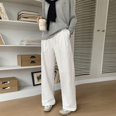 2025夏装新款高腰显瘦直筒阔腿裤，女装休闲裤，米莱