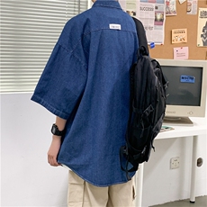 夏季薄款牛仔衬衫男短袖休闲港风百搭韩版潮流宽松外套CS051-P40，男装衬衫，星座1008