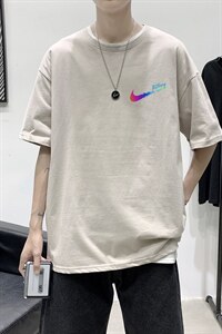 T2227P25港风室内复古印花夏款圆领短袖潮情侣宽松夏季半袖T恤图片