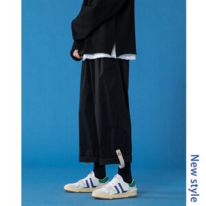 2021春季新蓝底蒙马特地板大码男潮流搭扣阔腿九分休闲裤K2856P35图片
