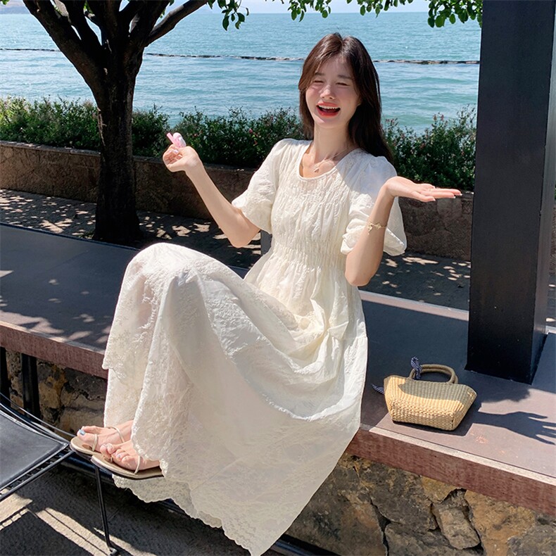 连衣裙女夏季2025新款温柔风法式度假风仙女裙,女装连衣裙,欣美人