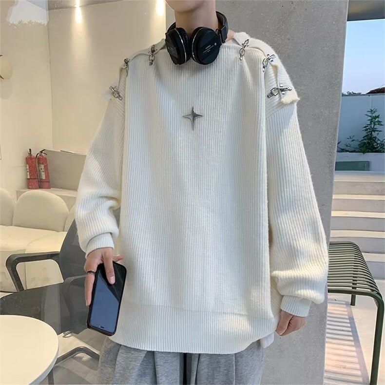 ins时尚毛衣针织衫新款宽松型纯色鹿毛绒流行街头JY01P68图片