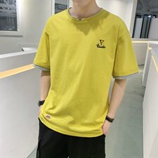 夏季男短袖T恤打底衫纯棉宽松潮流半袖假两件体恤DS731T，男装T恤，电商A102