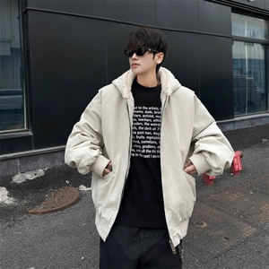 美式冬季羊羔毛连帽棉服潮牌加厚保暖棉服外套图片