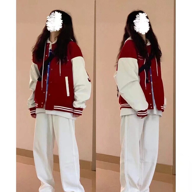 美式复古棒球服女春季潮高街vibe风外套宽松潮牌情侣呢子夹克潮,男装夹克,星座218-8